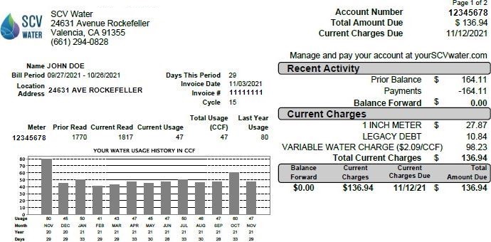 scv water bill pay